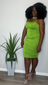 “Slime Lime” Ruched Bodycon (1XL)