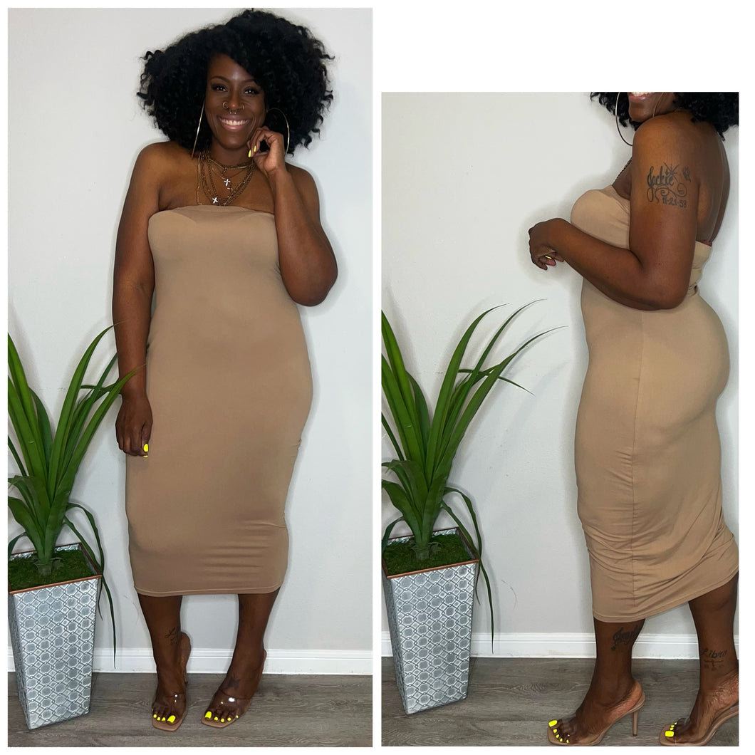 Nude Tube Maxi Dress Size XL