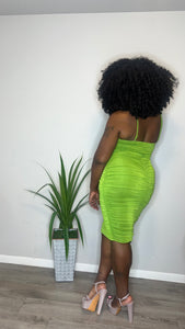 “Slime Lime” Ruched Bodycon (1XL)