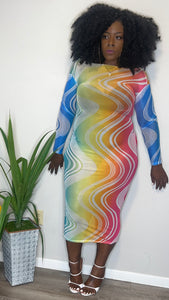 “Rainbow” Mesh Dress (FITS UP TO 3X)