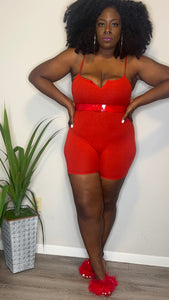 Red Ribbed Romper (XL)