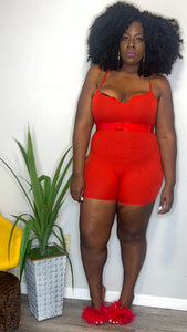 Red Ribbed Romper (XL)