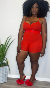 Red Ribbed Romper (XL)