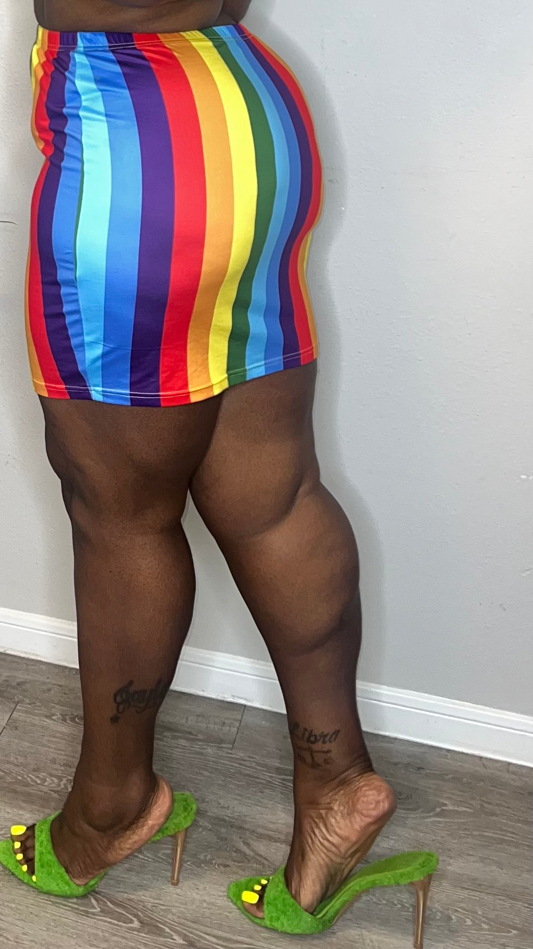 Rainbow Striped Bodycon Skirt (Fit up to 3X)