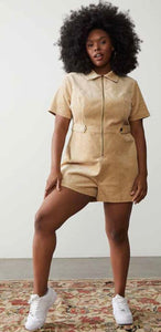 Corduroy Zip-Up Romper 3X