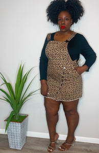 Denim Leopard Overall Dress (2X)