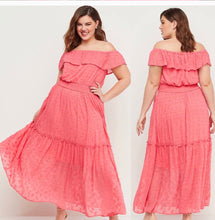 Load image into Gallery viewer, “Samantha” CORAL OFF THE SHOULDER MAXI (14/16)

