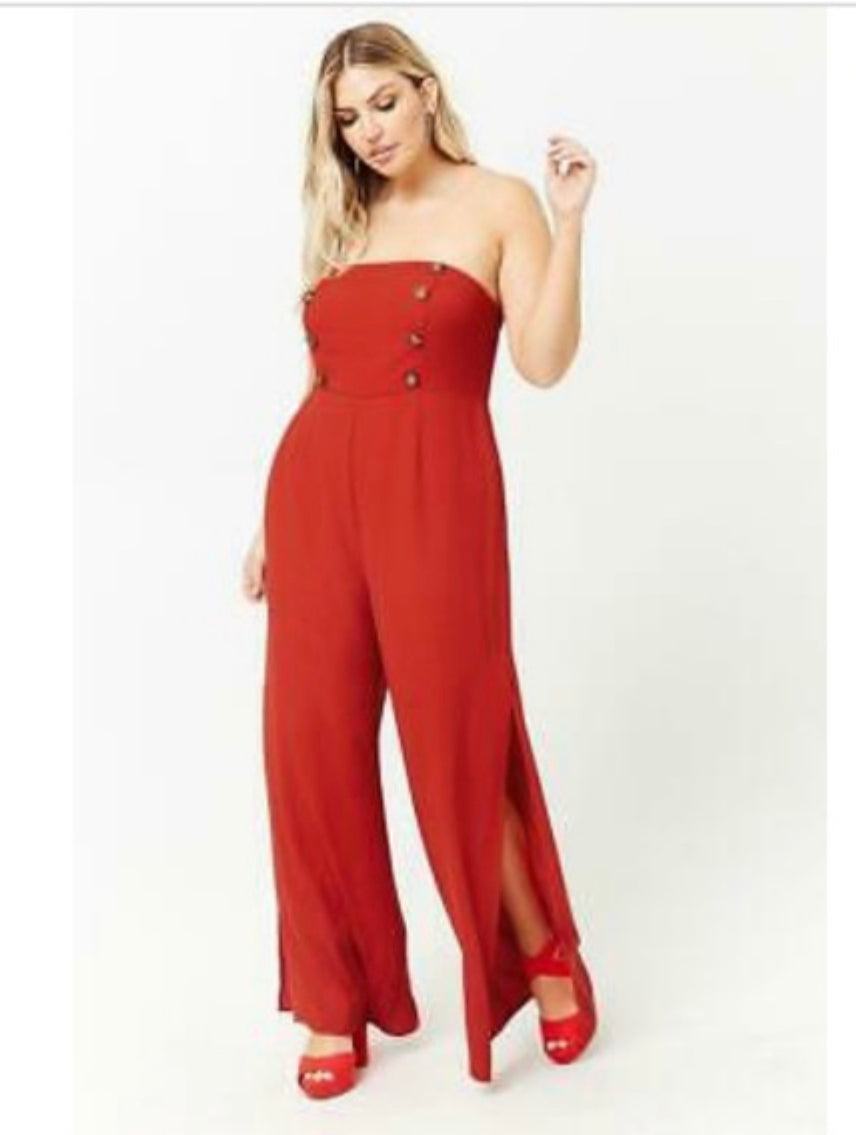 Double-Breasted Strapless Jumpsuit (2X)