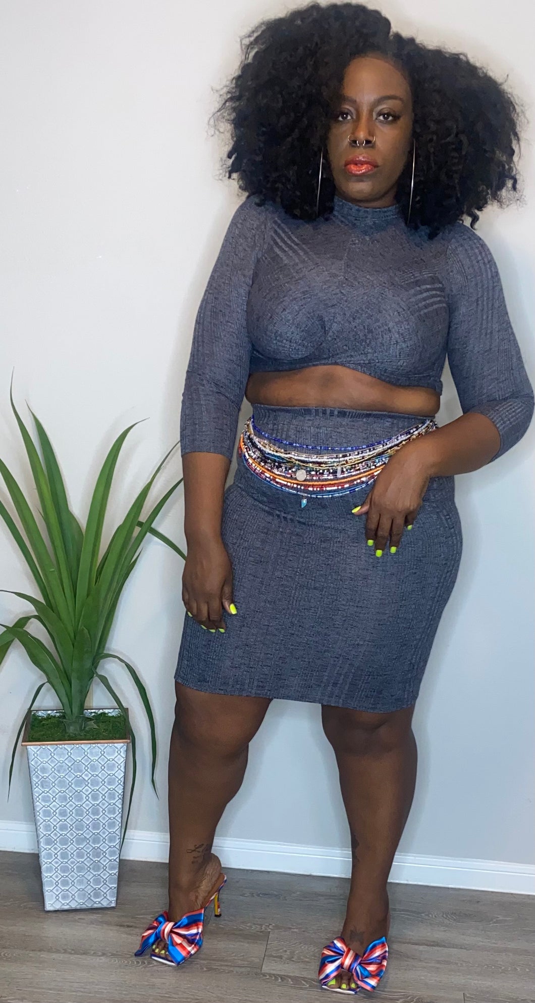 Charcoal 2pc Skirt Set (XL)
