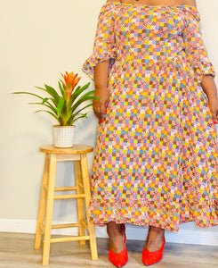 VINTAGE Patchwork Tea Dress  (L/XL)