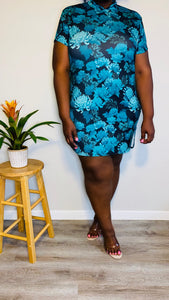 Floral Print Oriental Slit Mini Dress (22)