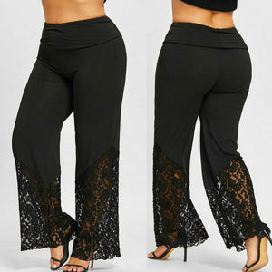 Black Wide Leg Lace Pants (3X)