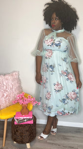 Mint Floral Tea Garden Dress (1XL)