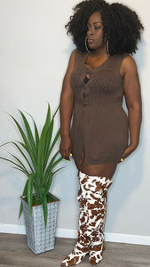 VINTAGE MOCHA CROCHET SWEATER VEST/DRESS (XL)