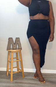 Asymmetrical Noire Midi Skirt (Large)