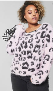 Leopard Eyelash Sweater Lilac (XXL)