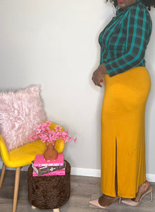Mustard Maxi Skirt w/Side Splits (FITS UP TO 4X)
