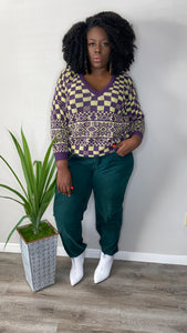 VINTAGE SATURDAY MORNING V-NECK SWEATER (2X)