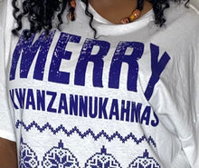 Load image into Gallery viewer, Merry Kwanzannukahmas Mens OVERSIZED Graphic Tshirt (4XL)

