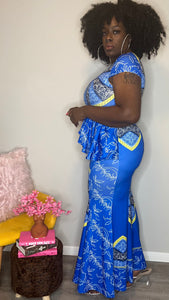 Afrocentric Peplum Mermaid Gown (FITS UP TO XL)