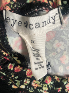 EYE CANDY FLORAL FLARE PANTS (2X)